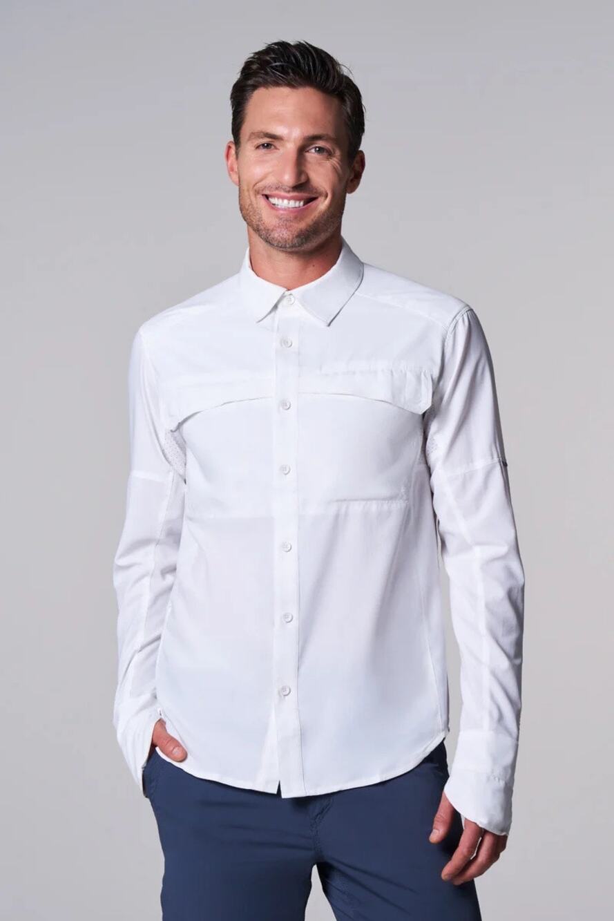 Coolibar Men's Nassau Fishing Shirt White XL NWT